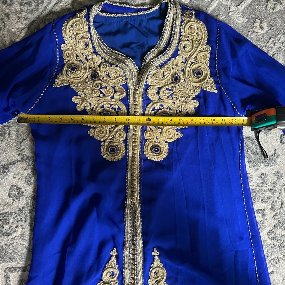 Royal blue two piece Kaftan - Picture 2 of 4